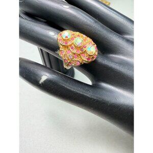 Nancy Nelson Pink Aurora Borealis Bold Statement Ring Sz 5 Vintage